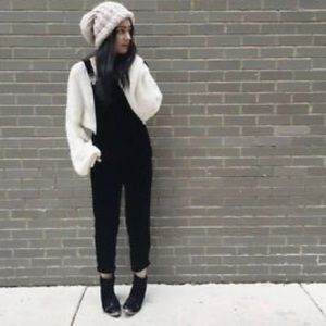 Free People black velvet overalls
